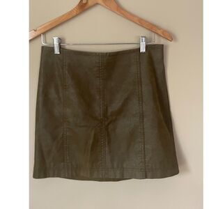 Free People faux leather green-brown mini skirt